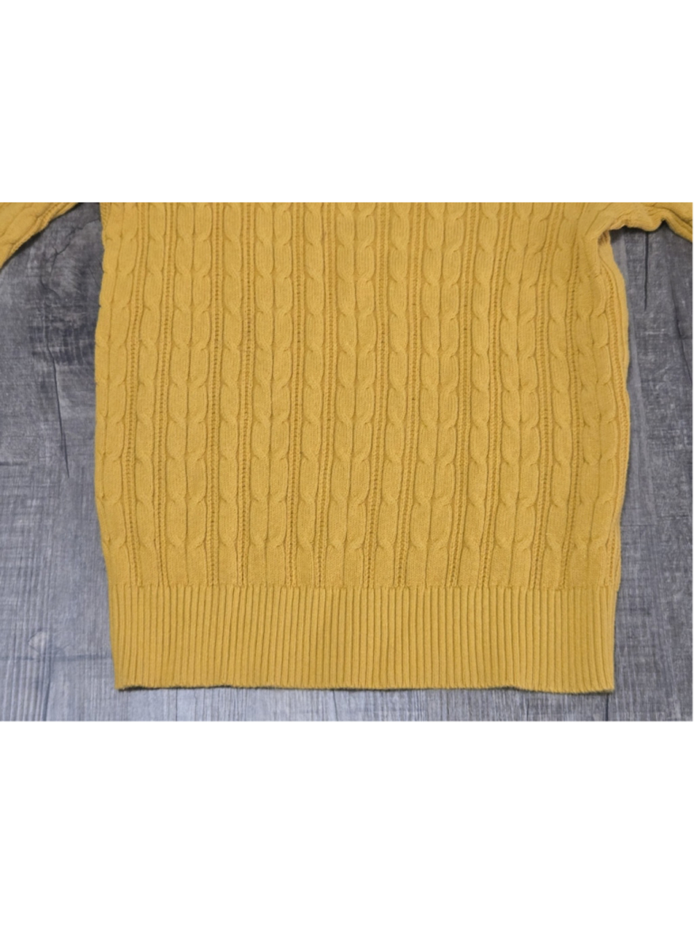 St John's Bay Women's Large Cable Knit Sweater Mustard Yellow Crew Neck Cotton - Picture 4 of 12